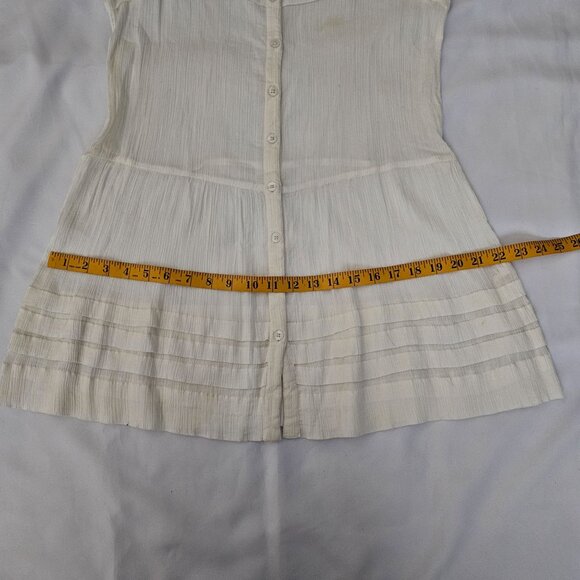 Free People Cream Lace Trim Button Front 3/4 Sleeve Tunic Dress Women's Small - Picture 13 of 14